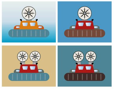 Deniz arka plan üzerinde basit yolcu hovercraft