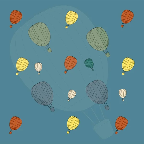 Ballon à air chaud en arrière-plan couleur — Image vectorielle