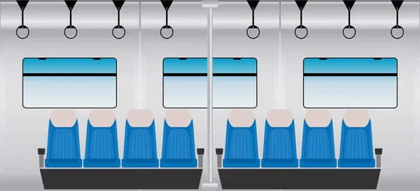 Diseño Plano de Metro Interior Tren de Pasajeros — Vector de stock