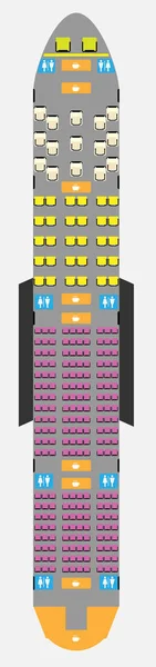 卫生间和厨房的宽体飞机座位图 — 图库矢量图片