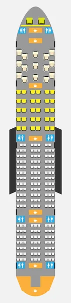 卫生间和厨房的宽体飞机座位图 — 图库矢量图片