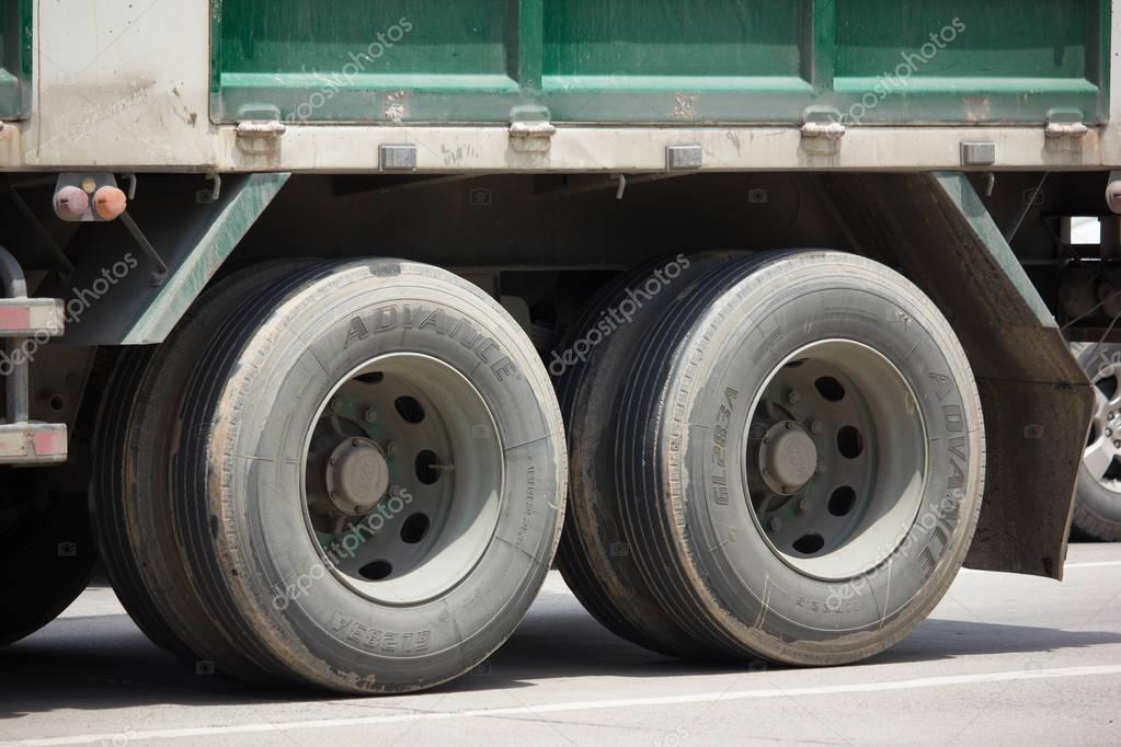 CHIANG MAI, THAILAND - JULY 28  2017:  Advance GL283A  Tyres of Truck. On road no.1001, 8 km from Chiangmai city.