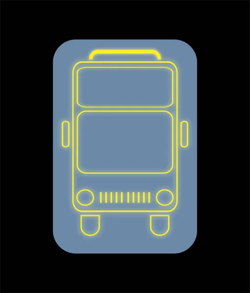Línea de autobús Icono de brillo en el fondo oscuro — Vector de stock