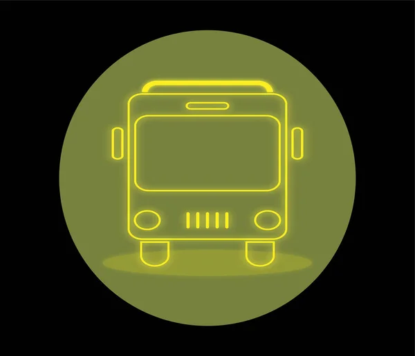 Línea de autobús Icono de brillo en el fondo oscuro — Vector de stock