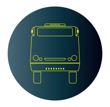 Önden Görünüm kamyonun mavi koyu arka planda satır tasarım simgesi 