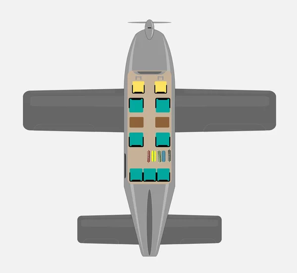 Mapa de asientos de aviones de hélice de pasajeros pequeños — Archivo Imágenes Vectoriales