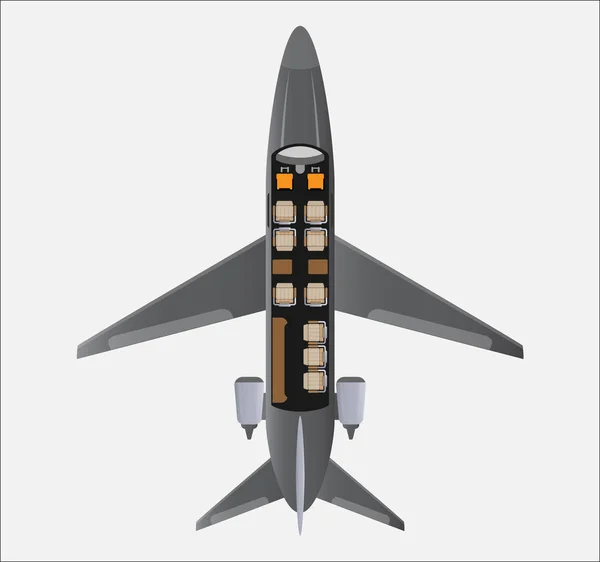 Mapa de asientos de aviones pequeños de jet privado — Archivo Imágenes Vectoriales