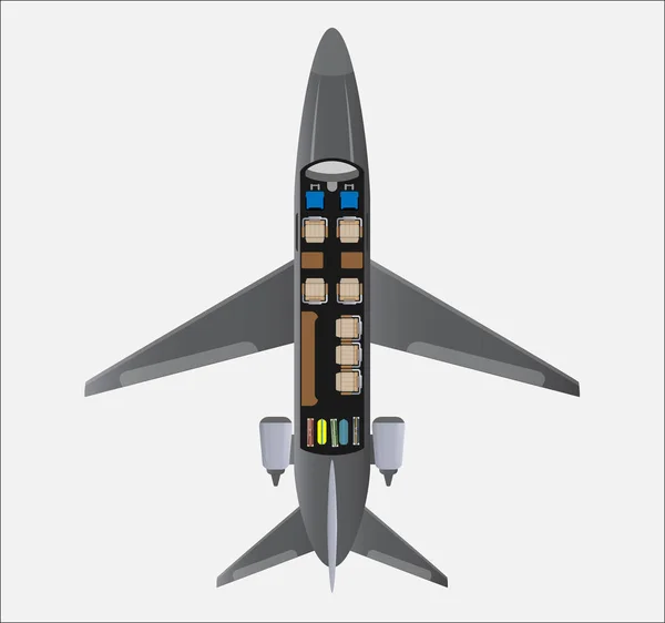 Mapa de asientos de aviones pequeños de jet privado — Archivo Imágenes Vectoriales