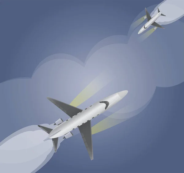 En iyi görünüm, küçük özel Jet uçak üzerinde koyu mavi gökyüzü — Stok Vektör