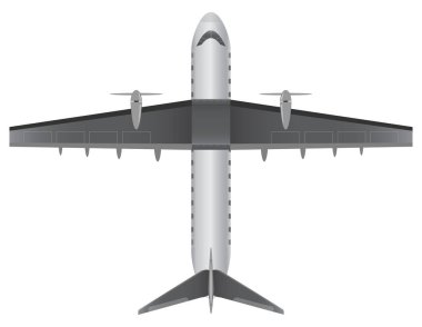 Dar vücut yolcu pervaneli uçağın Üstten Görünüm