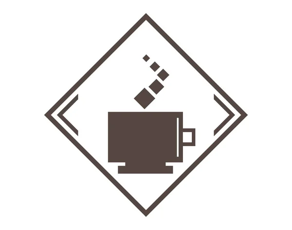Design quadrato dell'icona della tazza di caffè caldo — Vettoriale Stock