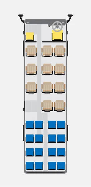 Mapa del asiento del autobús de puerta delantera y media — Vector de stock