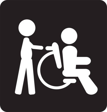 Tekerlekli sandalye ve sevecen kişi veya geçersiz Engelli simgesi