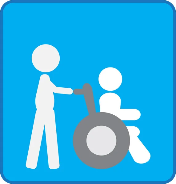 Wheelchair and caring person  or invalid disabled icon — Stock Vector