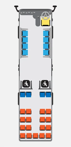 Seat Map of Metro or City Bus with wheelchair area — Stock Vector