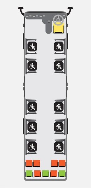 Kaart van de Metro of stadsbus stoel met rolstoel gebied — Stockvector