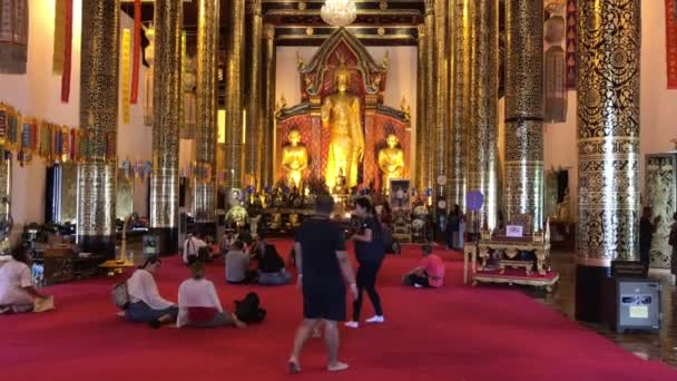 Chiang Mai Thajsko Prosinec 2016 Mnoho Lidí Wat Jedi Luang — Stock video