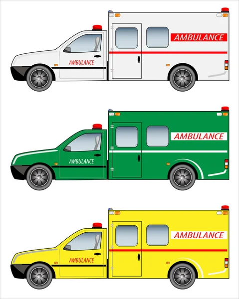 Conjunto de ambulancia en el coche de recogida — Vector de stock