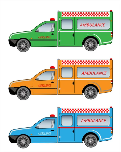 ピックアップ車に救急車のセット — ストックベクタ