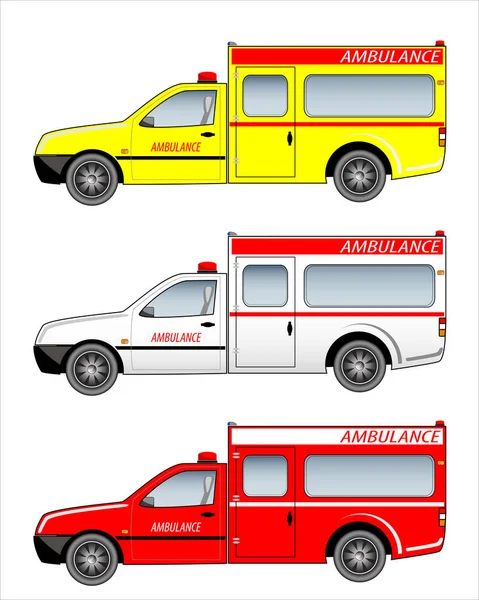 Conjunto de ambulancia en el coche de recogida — Vector de stock