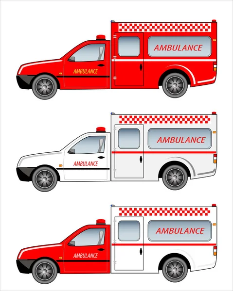 Conjunto de ambulancia en el coche de recogida — Vector de stock