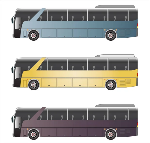 Conjunto Vector City Bus Aislado Sobre Fondo Blanco — Vector de stock