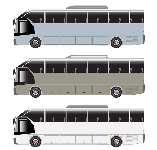Conjunto Vetor City Bus Isolado Sobre Fundo Branco —  Vetores de Stock