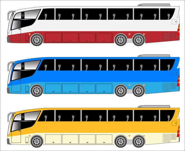 Conjunto Vetor City Bus Isolado Sobre Fundo Branco — Vetor de Stock