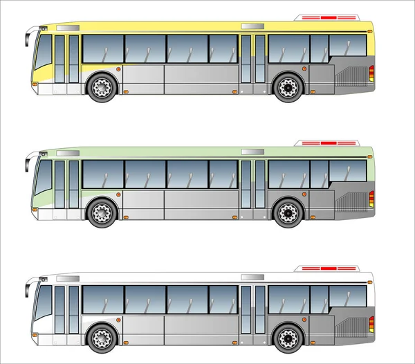 Ensemble Vecteur City Bus Isolé Sur Fond Blanc — Image vectorielle