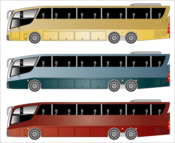 Satz Von Stadtbus Vektor Isoliert Auf Weißem Hintergrund — Stockvektor