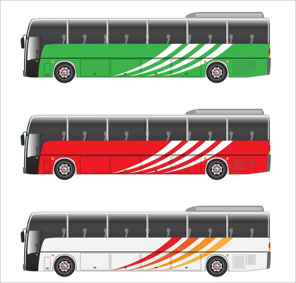 Conjunto Vector City Bus Aislado Sobre Fondo Blanco — Vector de stock