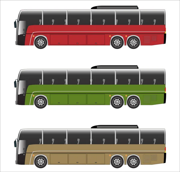 Satz Von Stadtbus Vektor Isoliert Auf Weißem Hintergrund — Stockvektor