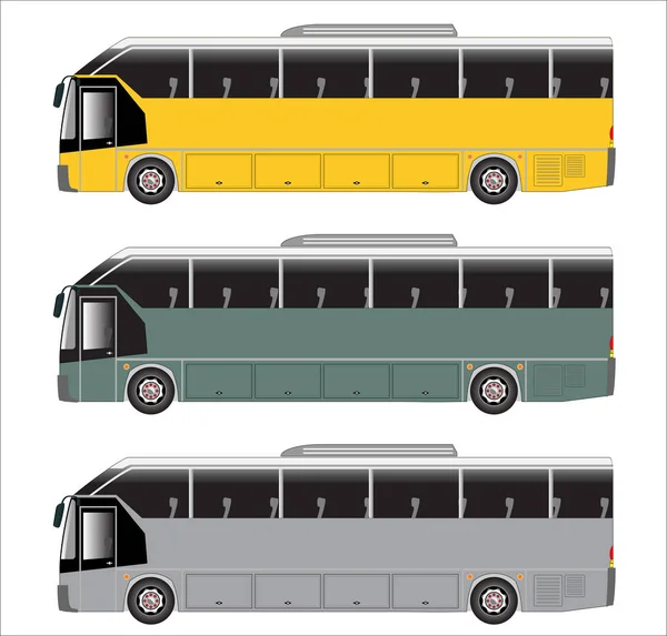 Conjunto Vector City Bus Aislado Sobre Fondo Blanco — Vector de stock