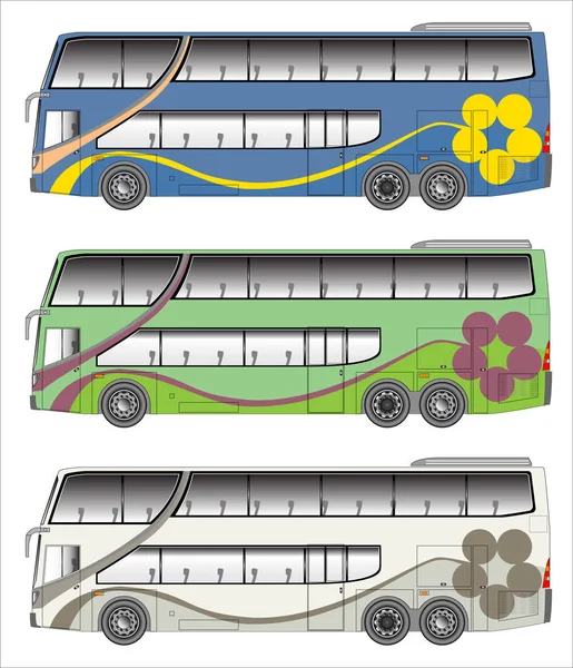 Zestaw Wektor Autobus Miejski Białym Tle — Wektor stockowy