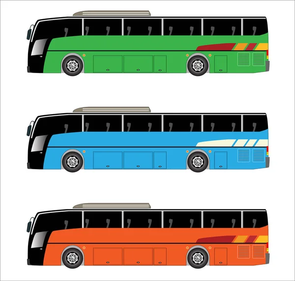 Conjunto Vector City Bus Aislado Sobre Fondo Blanco — Vector de stock