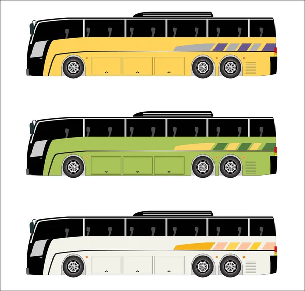 Ensemble Vecteur City Bus Isolé Sur Fond Blanc — Image vectorielle