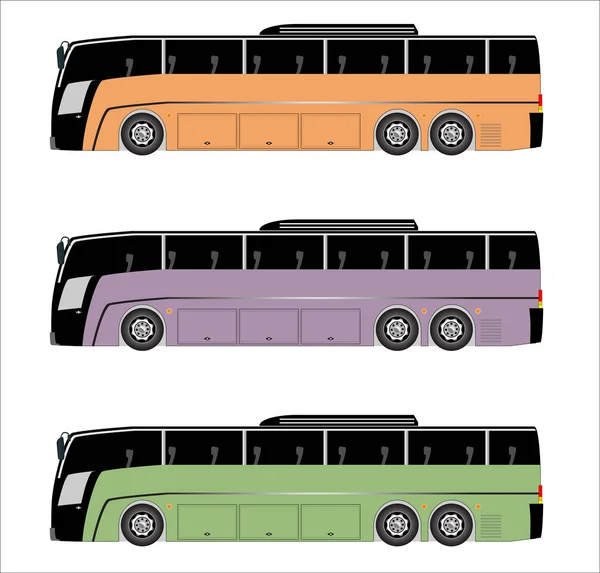 Beyaz Arka Plan Üzerinde Izole Şehir Otobüs Vektör Kümesi — Stok Vektör