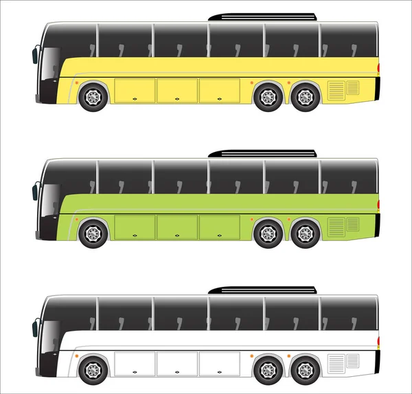 Satz Von Stadtbus Vektor Isoliert Auf Weißem Hintergrund — Stockvektor