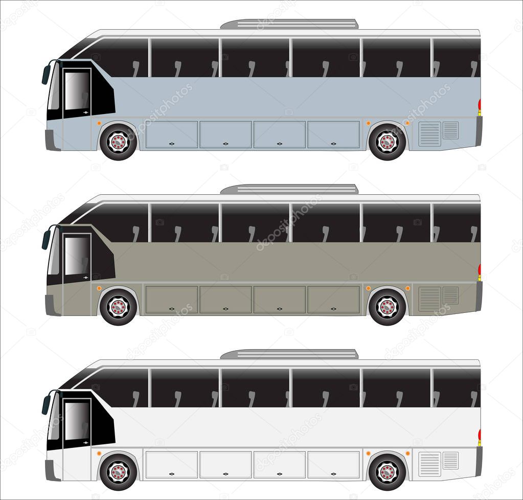 Set of City Bus vector isolated on white background