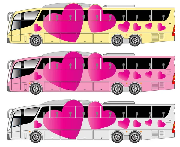 Kärlekstema Motorvägen Buss — Stock vektor