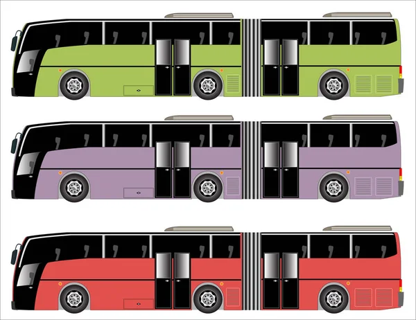 Tömegközlekedés Long Trailer Városi Autóbusz — Stock Vector
