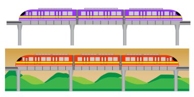 Mono raylı tren veya gökyüzü tren vektör kümesi
