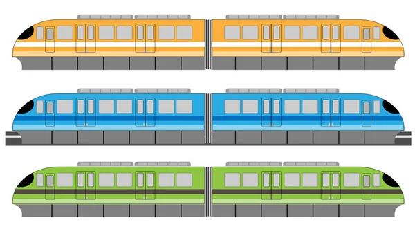 Набір Залізничних Моно Поїзді Або Небо Поїзд Вектор — стоковий вектор
