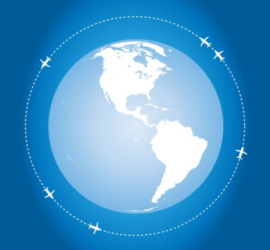 Uçaklar ile dünya harita arka plan.
