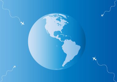 Uçaklar ile dünya harita arka plan.