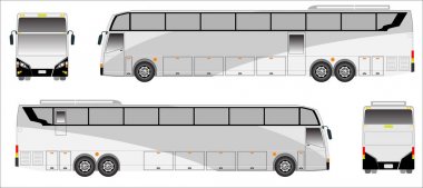 Modern uzun otobüs vektör, renkli sportif otobüs