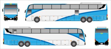 Modern uzun otobüs vektör, renkli sportif otobüs