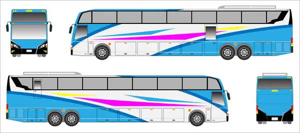 Vetor de ônibus longo moderno, ônibus esportivo colorido —  Vetores de Stock