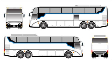 Modern uzun otobüs vektör, renkli sportif otobüs