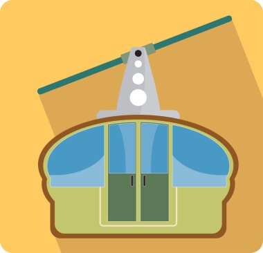 Ulaşım teleferik düz simgesi 